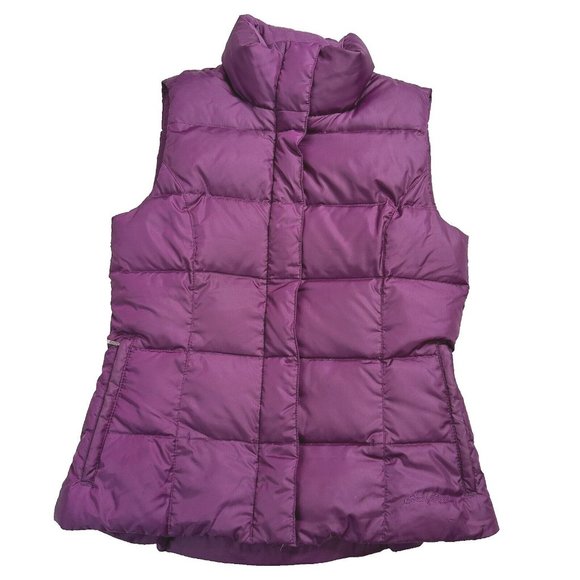 Eddie Bauer Jackets & Blazers - Eddie Bauer Womens Goose Down Puffer Vest Zip Snap Button Pockets Size XS Purple